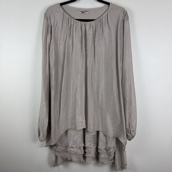 Baci Tunic Top Women Medium Multi Silk Draped Blouse Artsy Casual Flowy Ruffle - Picture 1 of 8